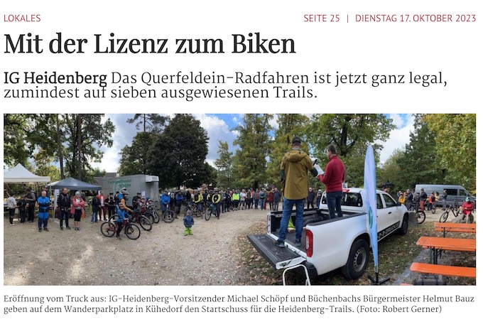 Zeitungsartikel: Mit der Lizenz zum Biken.